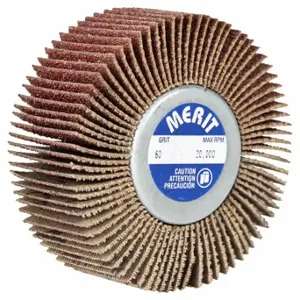 MERIT 08834130749 Flap Wheel, 3 Inch Dia x 1 Inch W, 1/4 20 Threaded-Shank, Aluminum Oxide, P80 Grit | CT2ZZQ 358EZ0