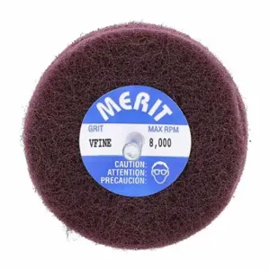 MERIT 08834131497 Non-Woven Disc Wheel, 3 Inch Dia x 1 Inch Width, 1/4 Inch Size Straight Shaft | CT2ZQM 358EZ2