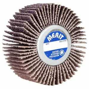 MERIT 08834134024 Flap Wheel, 2 1/2 Inch Dia x 1 Inch W, 1/4 20 Threaded-Shank, Aluminum Oxide | CT2ZXP 804K87