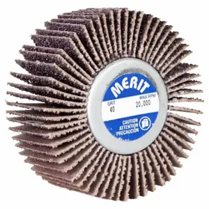 MERIT 08834134061 Flap Wheel, 2 1/2 Inch Dia x 1 Inch W, 1/4 20 Threaded-Shank, Aluminum Oxide | CT2ZXQ 804K88