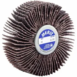 MERIT 08834135230 Flap Wheel, 3 Inch Dia x 1 Inch W, 1/4 20 Threaded-Shank, Aluminum Oxide, P40 Grit | CT2ZZL 358FJ4