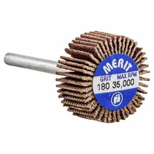 MERIT 08834137563 Flap Wheel, 3/4 Inch Dia x 3/8 Inch W, 1/8 Inch Straight-Shank, Aluminum Oxide, 180 Grit | CT3AAY 804KA4