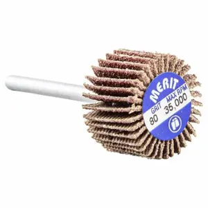 MERIT 08834137571 Flap Wheel, 3/4 Inch Dia x 1/2 Inch W, 1/8 Inch Straight-Shank, Aluminum Oxide, P80 Grit | CT3AAU 358FF3