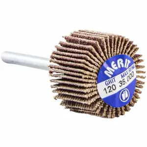 MERIT 08834137572 Flap Wheel, 3/4 Inch Dia x 1/2 Inch W, 1/8 Inch Straight-Shank, Aluminum Oxide, P120 Grit | CT3AAT 358DW6