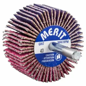 MERIT 69957339705 Flap Wheel, 2 Inch Dia x 1 Inch W, 1/4 Inch Straight-Shank, Ceramic, P40 Grit, Pink R928 | CT3ACD 358ER0