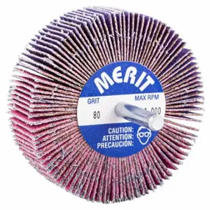 MERIT 69957339715 Flap Wheel, 3 Inch Dia x 1 Inch W, 1/4 Inch Straight-Shank, Ceramic, P80 Grit, Pink R928 | CT3AAD 358EZ9