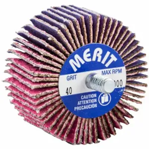 MERIT 69957339722 Flap Wheel, 2 Inch Dia x 1 Inch W, 1/4 20 Threaded-Shank, Ceramic, P40 Grit | CT2ZYP 358EW9