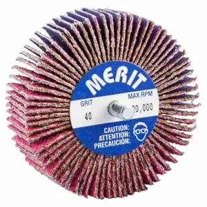 MERIT 69957339737 Flap Wheel, 3 Inch Dia x 1 Inch W, 1/4 20 Threaded-Shank, Ceramic, P40 Grit | CT2ZZR 358FJ6