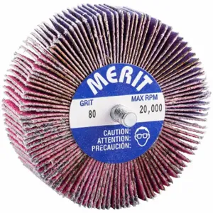 MERIT 69957339739 Flap Wheel, 3 Inch Dia x 1 Inch W, 1/4 20 Threaded-Shank, Ceramic, P80 Grit | CT2ZZT 358FJ8