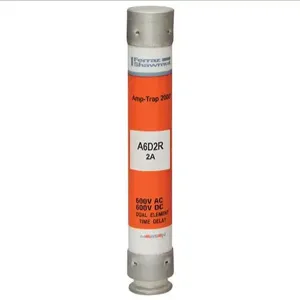 MERSEN FERRAZ A6D2R Time Delay Fuse, 600V, 2A, Class RK1, 1 Pole | AG8LMF