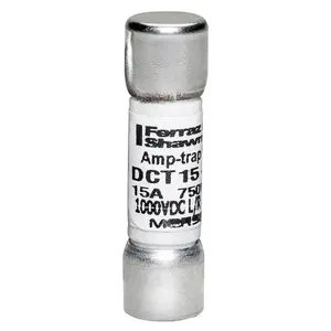 MERSEN FERRAZ DCT15-2 Fuse, Fast Acting, 750VAC/1000 VDC, 15A, Ferrule Mount | CH4XAL DCT6-2