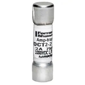 MERSEN FERRAZ DCT2-2 Fuse, Fast Acting, 750VAC/1000 VDC, 2A, Ferrule Mount | CH4XAR