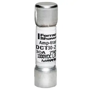 MERSEN FERRAZ DCT30-2 Fuse, Fast Acting, 750VAC/1000 VDC, 30A, Ferrule Mount | CH4XAW DCT10-2