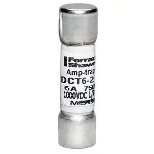 MERSEN FERRAZ DCT6-2 Fuse, Fast Acting, 750VAC/1000 VDC, 6A, Ferrule Mount | CH4XBF DCT1-2