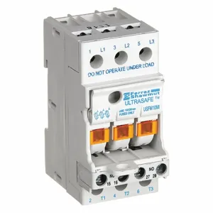 FERRAZ SHAWMUT USFM10MI Finger-Safe Fuse Block, 3 Poles, 0 to 30 A, 600 VAC/DC, Screw, Indicating, Midget | CT3AHU 5FXT4