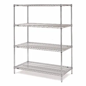 METRO 86P-4,2460NC-4 Wire Shelving Unit, Starter, 60 Inch x 24 Inch, 86 Inch Overall Height, 4 Shelves | CT3CFJ 45RL08