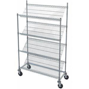 METRO 63UP 74UP 5M 5MB 1848DNC-4 35N3C-1PKG Slanted Shelf Wire Cart, 600 Lbs. Load Capacity, 48 x 18 x 77-7/8 Inch, Steel | CD2KZE 45TY55