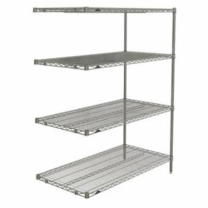 METRO 74P-2,2448NC-4,9995Z-8 Wire Shelving Unit, Add-On, 48 Inch x 24 Inch, 74 Inch Overall Height, 4 Shelves | CT3CEK 45RL10