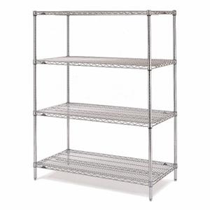 METRO 63P-4,2448NC-4 Wire Shelving Unit, Starter, 48 Inch x 24 Inch, 63 Inch Overall Height, 4 Shelves | CT3CEZ 45RK95