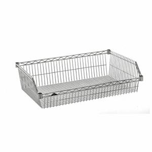 METRO BSK1848NC Wire Shelving, Basket Shelf, 48 Inch x 18 Inch x 9 Inch, Steel, Chrome, Silver | CV4JFU 60YV81