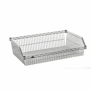 METRO BSK2460NC Wire Shelving, Basket Shelf, 60 Inch x 24 Inch x 9 Inch, Steel, Chrome, Silver | CV4JFX 60YV86