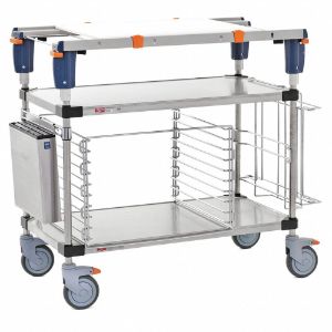 METRO MSQ1830-FSFS-PK2 Service Cart, 800 lbs Load Capacity, Stainless Steel, Silver | CE9JLE 55NF56