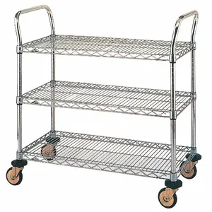 METRO MW707 Utility Cart Chrome 38x21x38 3 Shelf | AB6AEN 20W653