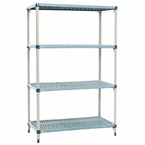 METRO Q566G3 Shelf Plastic Industrial Shelving, 24 Inch x 60 Inch Size, 62 Inch Height, 4 Shelves | CT3BTQ 60YV39