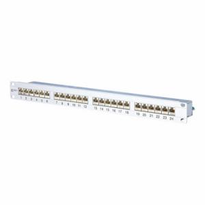 METZ CONNECT 130855-E Patch Panel, Rack, Anodized Aluminum, RJ45, 180 Deg Mounting Angle, 24 Ports, Unequipped | CT3CLF 802L14