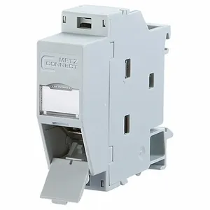 METZ CONNECT 1309A07003-E Rail-Mount Module, Cat6, Data/Hdbaset/Power, 8 Poles, 45 Deg. Angled, Cable, Zinc Die-Cast | CT3CGR 802LA3