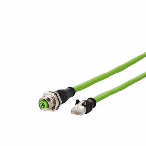 METZ CONNECT 142M4D25100 Ethernet-Kabel, Cat5E, RJ45-Stecker gerade x M12-Buchse gerade, 8 Pins, 10 m lang, grün | CT3CHA 802LF0