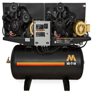 MI-T-M ADD-23110-120H Electric Air Compressor, Duplex, 120 Gallon, 68.4 Cfm, 10 HP, 230 V, 1 Phase, 78 A | CV6YXT