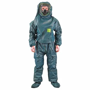 MICROCHEM 68-4000 Hooded Chemical Resistant Coveralls, Rear, Taped/Welded Seam, Green, L, B | CP2EVP 491M42