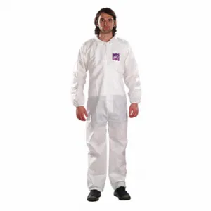 MICROCHEM WH15-S-92-100-07 Collared Coverall, SMS, Light Duty, Taped Seam, White, 3XL, 25 Pack | CT3MHN 48MA99