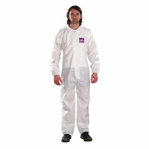 MICROCHEM WH15-S-92-100-09 Collared Coverall, SMS, Light Duty, Taped Seam, White, 5XL, 25 Pack | CT3MHQ 48MC02