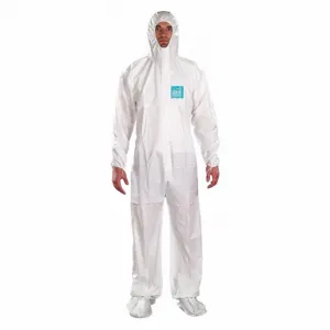 MICROCHEM WH20-B-92-107-06 Hooded Coveralls, Polyethylene, Light Duty, Bound Seam, White, 2XL | CT3MNR 48MC54