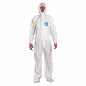 MICROCHEM WH20-B-92-107-04 Hooded Coveralls, Polyethylene, Light Duty, Bound Seam, White, L, Zipper | CT3MHZ 48MC52