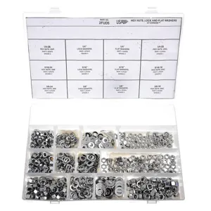 MIDWEST ACORN NUT MK555H Nut Washer Assortment, Chrome Finish, Steel, 600 Pieces | AB9WHQ 2FUD5