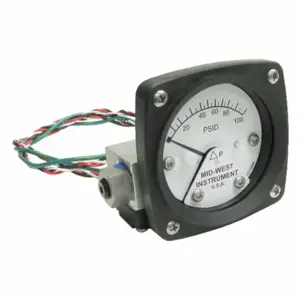 MIDWEST INSTRUMENTS 120AA-00-O-AA-100P Differential Pressure Gauge And Switch, 0 To 110 PSId, Back, Spdt, 120, Aluminum | CT3EVC 783YP3