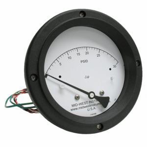 MIDWEST INSTRUMENTS 120AC-00-O-AA-30P Differential Pressure Gauge And Switch, 0 To 110 PSId, Back, Spdt, 120, Aluminum | CT3EUR 783YR8