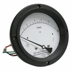 MIDWEST INSTRUMENTS 120SC-00-O-AA-15P Differential Pressure Gauge And Switch, 0 To 110 PSId, Back, Spdt, 120, Piston, Npt | CT3EVZ 783YT4