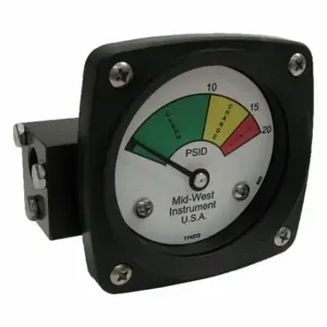 MIDWEST INSTRUMENTS 522A-020 3-Color Differential Pressure Indicator, 0 To 20 PSId, 522, Nema 4X | CT3EPM 61TG65