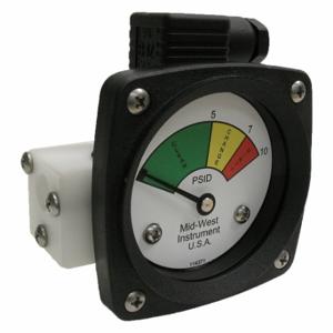 MIDWEST INSTRUMENTS 522P-010V-LE 3-Color Differential Pressure Indicator, 0 To 10 PSId, 522, Spst - Normally Open | CT3ENU 61TH51