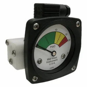 MIDWEST INSTRUMENTS 522P-020-LA 3-Color Differential Pressure Indicator, 0 To 20 PSId, 522, Spdt, Ip65/Nema 4X | CT3EPV 61TH40