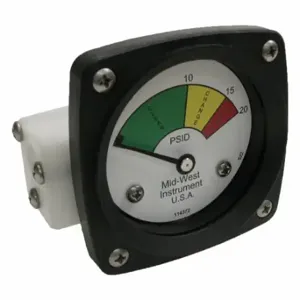 MIDWEST INSTRUMENTS 522P-020 3-Color Differential Pressure Indicator, 0 To 20 PSId, 522, Nema 4X, Female, Npt | CT3EPR 61TG79