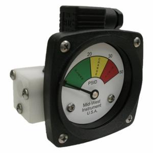 MIDWEST INSTRUMENTS 522P-050V-LA 3-Color Differential Pressure Indicator, 0 To 50 PSId, 522, Spdt, Ip65/Nema 4X | CT3ETR 61TH60
