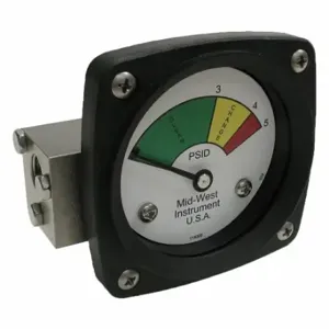 MIDWEST INSTRUMENTS 522S-005V 3-Color Differential Pressure Indicator, 0 To 5 PSId, 522, Nema 4X, Female, Npt | CT3ERR 61TG98