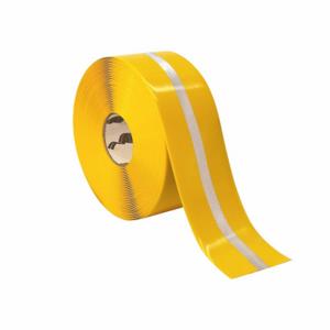 MIGHTY LINE 4RYREFCTR Floor Marking Tape, Reflective, Solid with Center Line, Yellow, 4 Inch x 75 ft | CT3EZL 783G94
