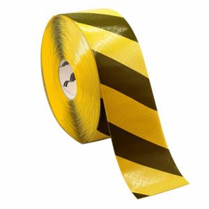 MIGHTY LINE MTH470 Floor Marking Tape, Striped, Black/Yellow, 4 Inch x 100 ft, 50 mil Tape Thick | CT3EZU 783G83