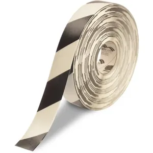 MIGHTY LINE 2RWCHV Industrial Floor Tape, 2 Width, White with Black Chevrons, 100 ft Long | AX3KHZ